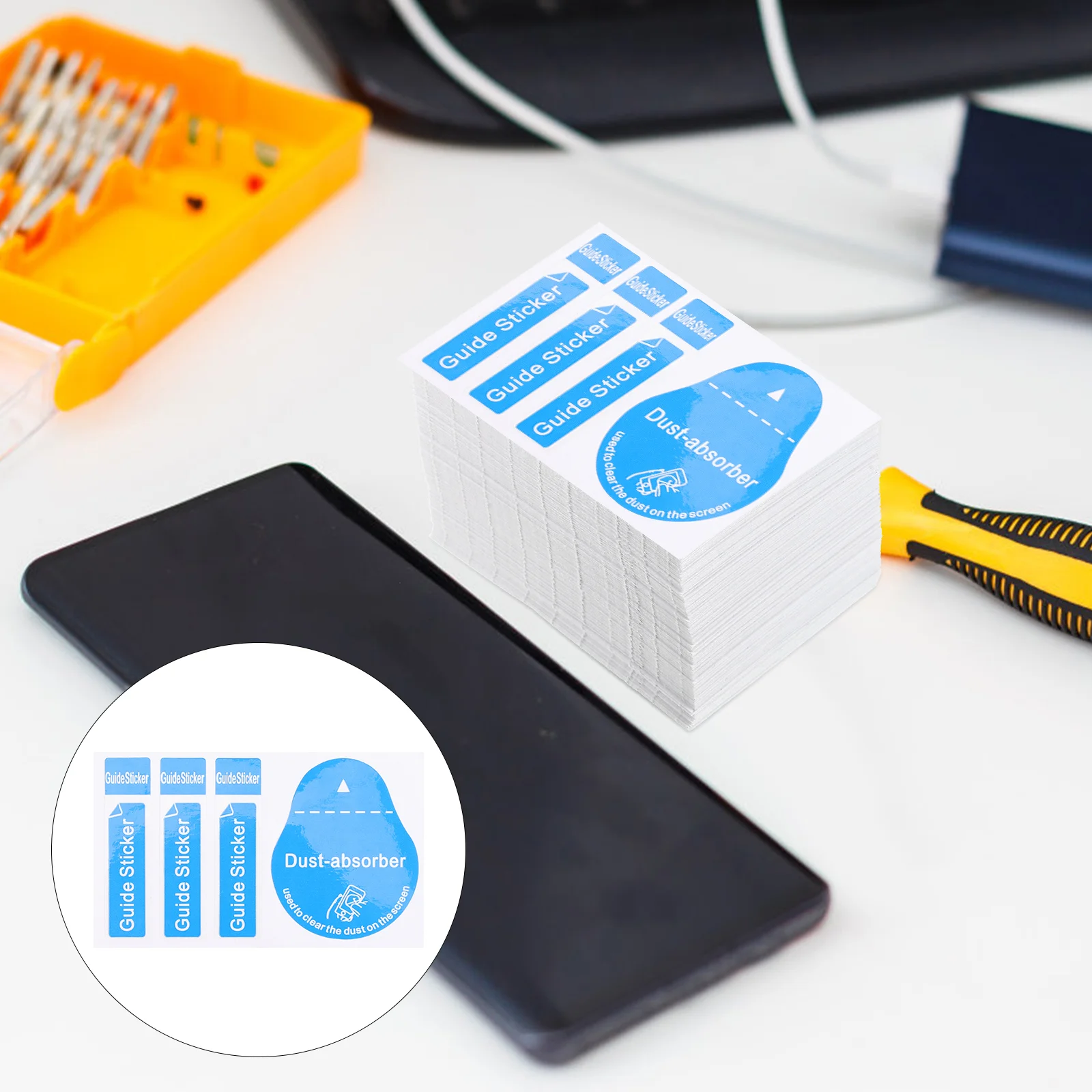 

400Pcs Phone Screen Cleaning Stickers Screen Cleaning Supplies Phone Film Sticking Tool