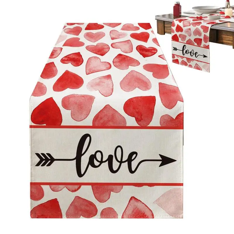 

Настольная дорожка для Дня Святого Валентина, украшение для стола с акварелью, цвет красный розовый, День Святого Валентина, праздник для сезона