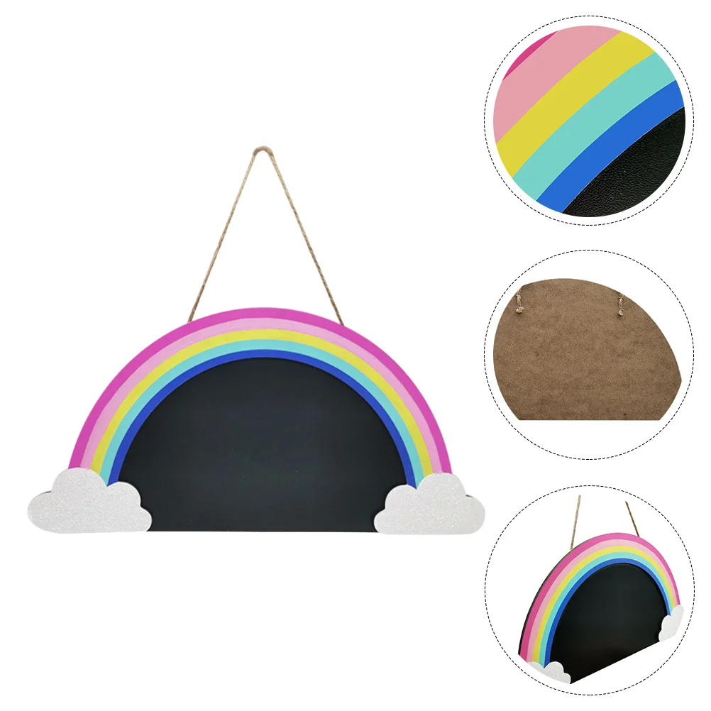 

1pc Wooden Blackboard Pendant Wooden Craft Rainbow Blackboard Pendant Hanging Tag