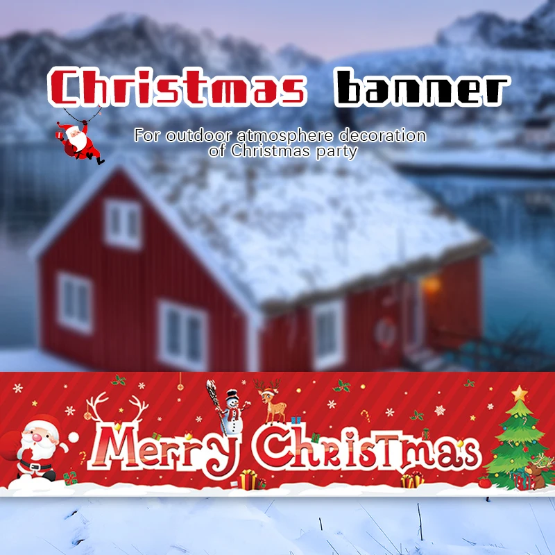 

Рождественский баннер 180 см, фоновая ткань, наружная дверь, домашний подвесной декоративный флаг, декор для рождевечерние, подарок на Новый ...