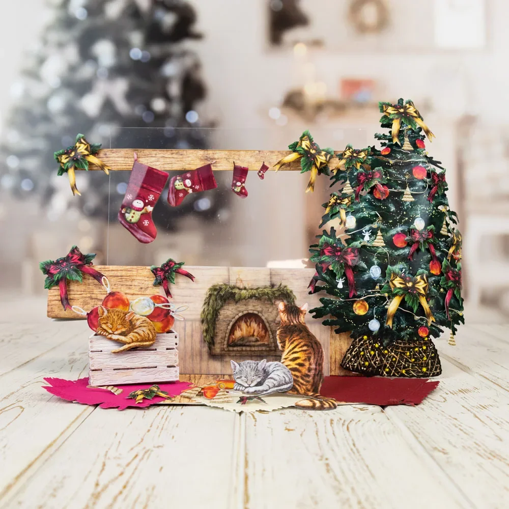 Рождественская коллекция для скрапбукинга елочные носки кошка снеговик