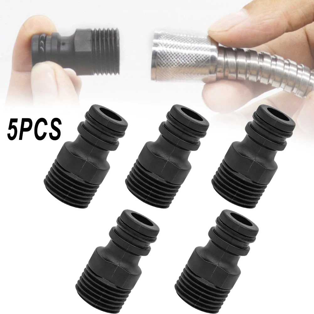 

5PC 1/2\" BSP Threaded Faucet Adapter Kit Garden Water Pipe Quick Coupling Plastic External 4-point Threaded Joint Set Garden