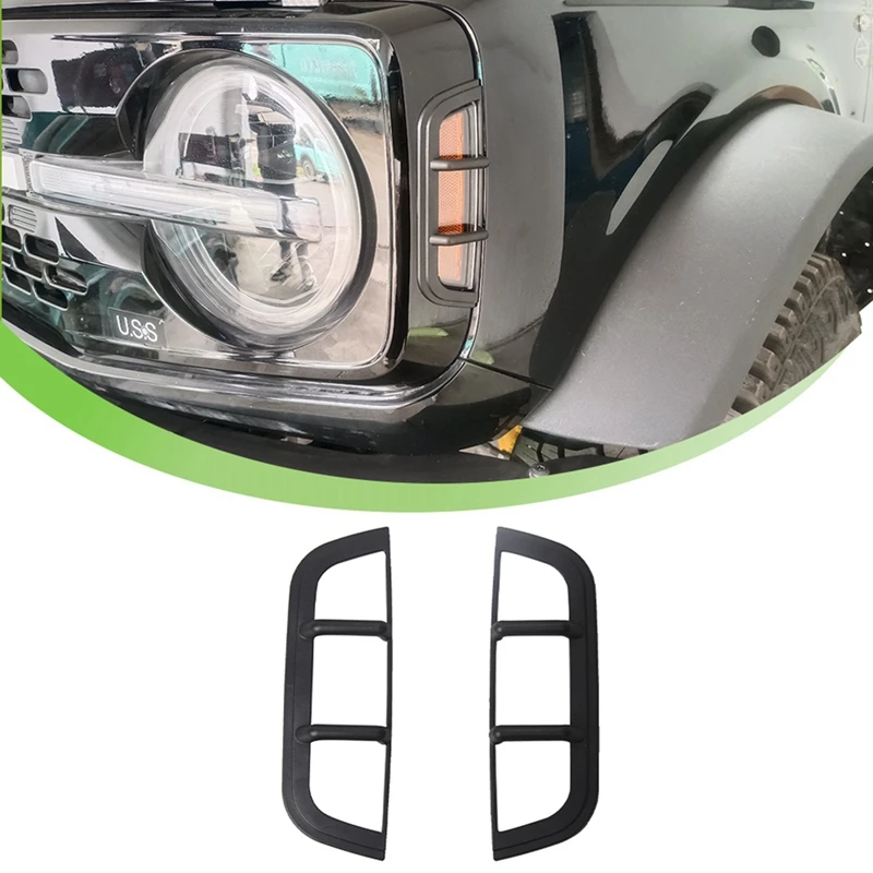 

For Ford Bronco 2021-2023 Front Wheel Eyebrow Turn Signal Light Lamp Cover Trim Car Exterior Accessories - Black
