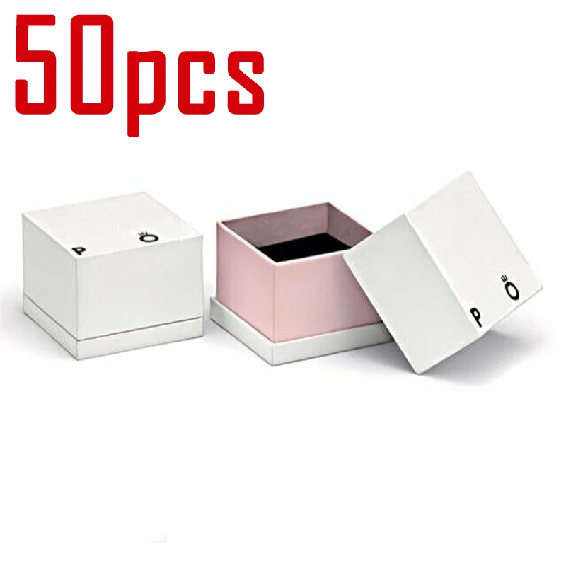 50pcs Packaging New Paper Ring Boxes For Earrings Charms Pandora Jewelry Case for Valentine's Day Gift Wholesale Lots Bulk