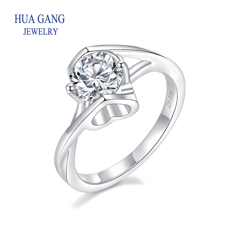 

Sterling Silver Wedding Rings for Women 1/2ct Moissanite Diamond Engagement Ring Anniversary Promise Rings for Her I Love You