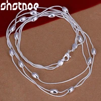 925 sterling silver three snake chain smooth beads necklace 18 inch chain for women man engagement wedding fashion charm jewelry