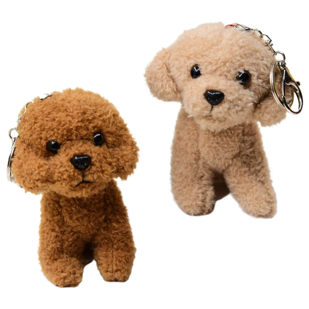 

2Pcs Adorable Plush Dog Keychains Stuffed Dog Pendants Cartoon Dog Keychains Small Gifts