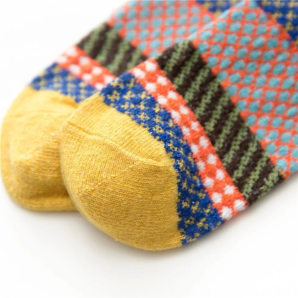 5 Pairs Autumn and Winter Women Rabbit-wool Socks High Quality Super Thicken Warm Vertical Stripes Cashmere Socks EU35-40