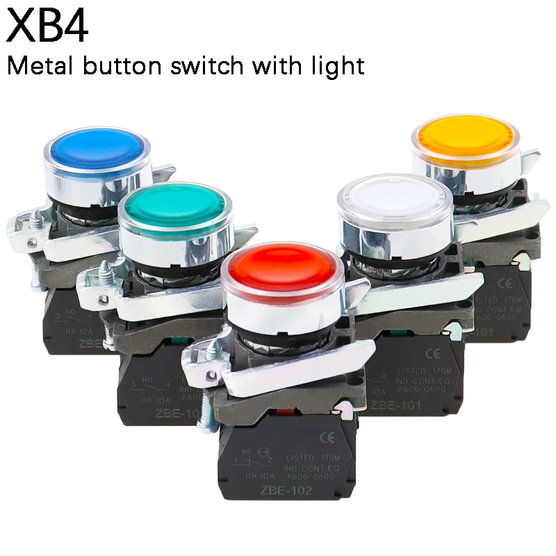 

XB4BW34B1C 33B1C round flat head button with light start stop normally open normally closed self-reset switch