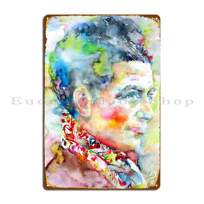 Simone De Beauvoir портрет акварели металлический знак Настенная роспись дизайнерская