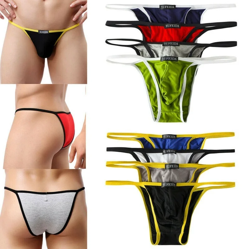 FYXLJJ 4/6/8pcs Low Waist Mens Briefs Temptation Underwear G String Thongs Male Penis Pouch Underwear Men Bikini Masculina Cueca