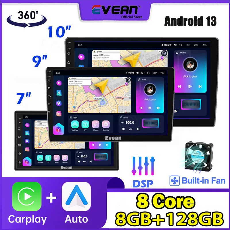 Evean 9 &quot/10 1&quot Octa Core 8G 128G Android плеер 360 панорамный 13 автомобильный радиоприемник с