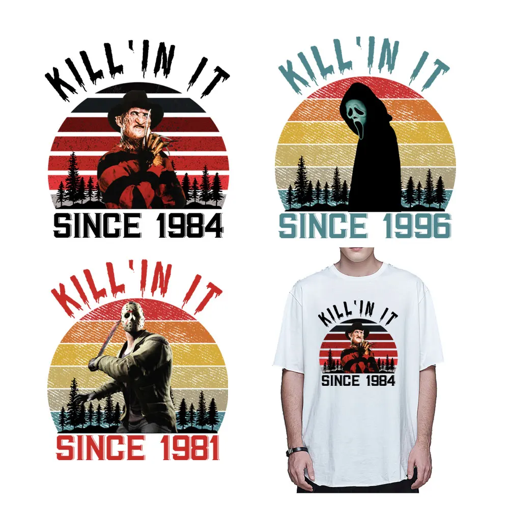 

Killin It Freddy Jason Iron On Patches For Clothing Thermo Stickers On Clothes Heat Transfers T-shirt Hoody Diy Patch Appliques