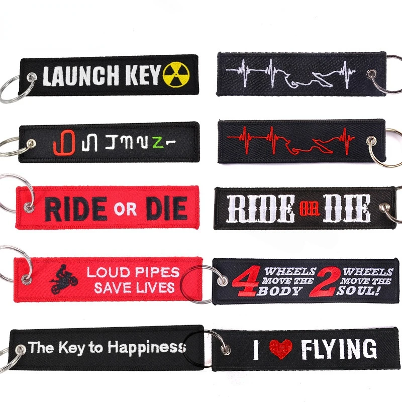 

1PC Motorcycle Car Embroidered Keychain Flying Key Ring