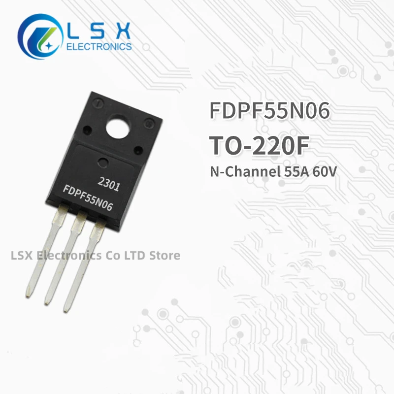

10PCS NEW Original Factory Direct Sales FDPF55N06 TO-220F Encapsulation N Channel MOS Field effect transistor 55A 60V