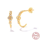 Женские серьги-гвоздики из серебра, с цирконом