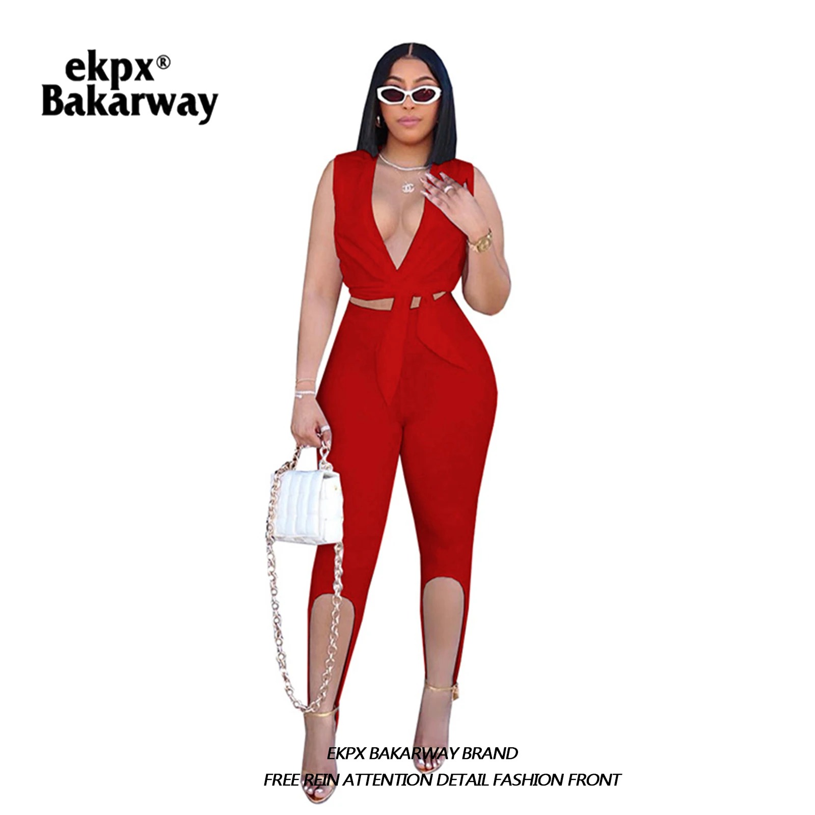 

Женское вечернее мини-платье без рукавов, разноцветное Клубное платье с глубоким V-образным вырезом, модные элегантные авангардные брюки, к...