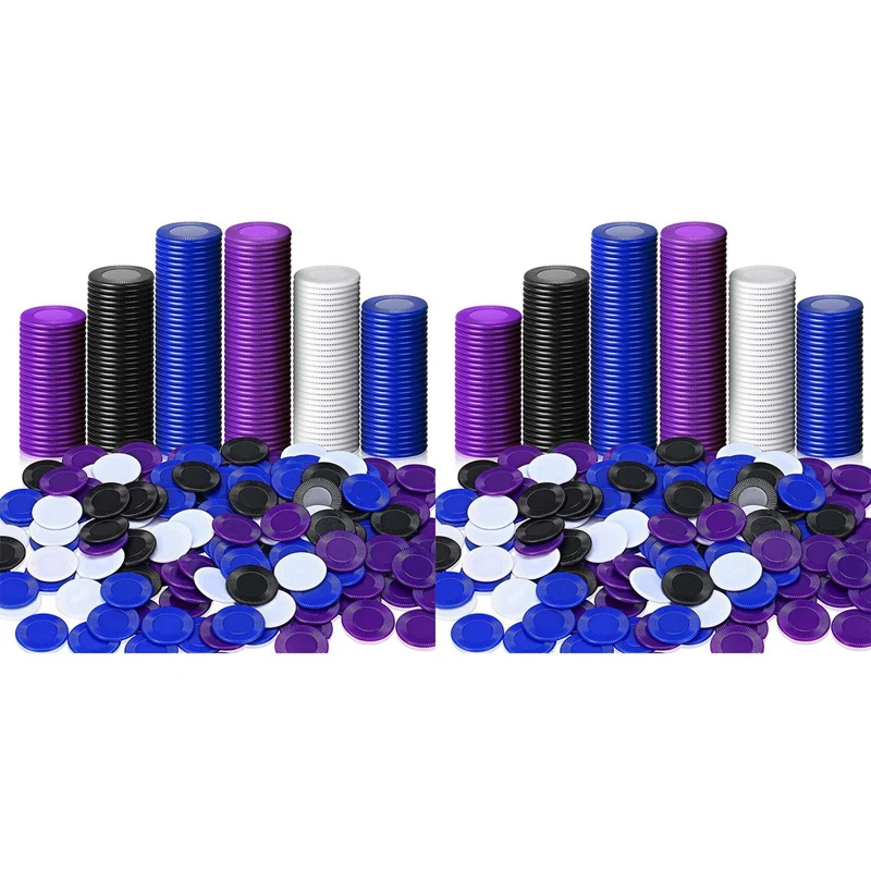 

800 Pieces Plastic Poker Chips Game Chips 4 Colors Counter Card For Game Playing Counting Bingo Game Chips Card, 2