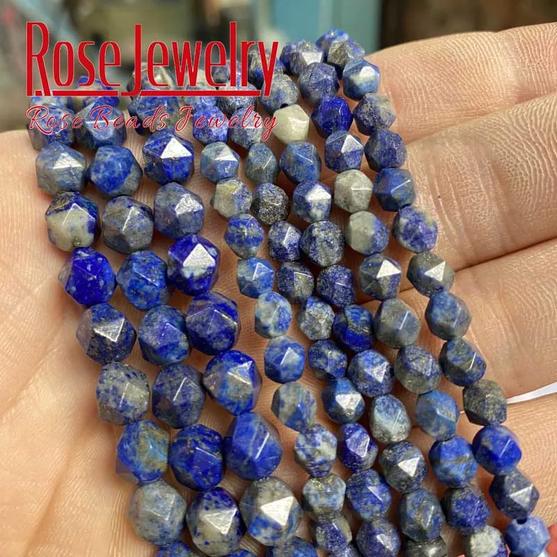 

Faceted Natural Lapis Lazuli Stone Beads For Jewelry Making Loose Spacer Beads DIY Bracelet Necklaces Accessories 15" 4/6/8/10mm