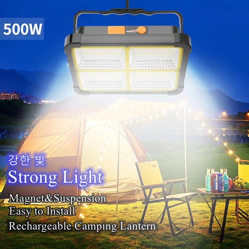 

1000W USB Rechargeable LED Solar Flood Light 10000mAH with Magnet Strong Light Portable Camping Tent Lamp Work Repair Lighting