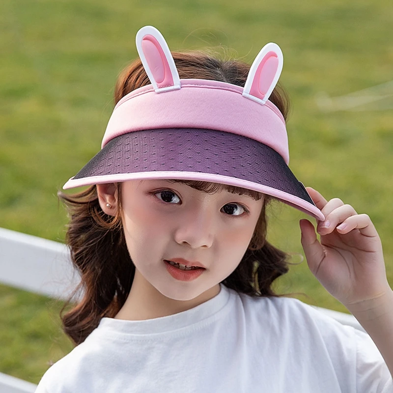 

Summer Sunshade Hat Caps Bicycle Sun Hat Sports Children's Transparent Mesh Rabbit Ear Empty Top Hat