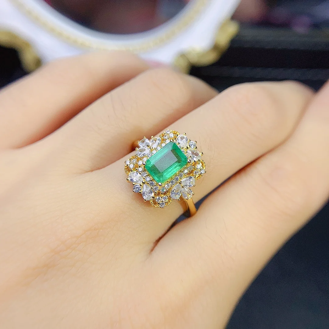 

100% Natural 5✖7mm Emerald Ring, New 2022 Topaz Rings, Luxurious and Beautiful, 925 Silver Rings for Women, Free Shipping