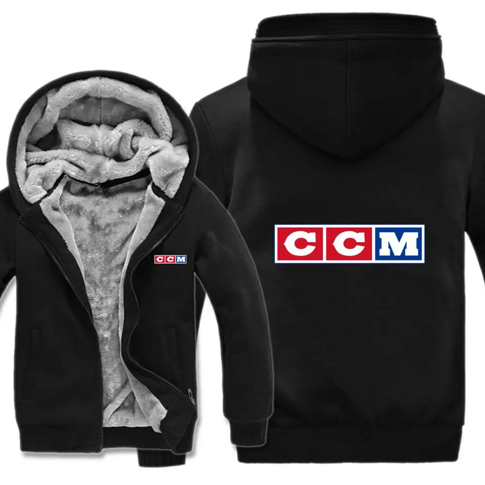 

New Winter CCM Logo Hoodies Men Fashion Coat Pullover Wool Liner Long Sleeve Zippers Jacket CCM Sweatshirts Hoody