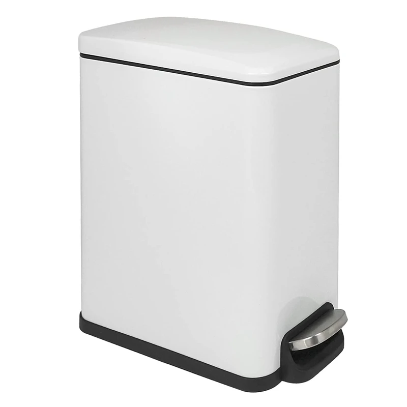 

Stainless Steel Trash Can with Lid Soft Close Removable Internal Garbage Basket Slim Small Trash Can
