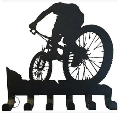 

bike metal wall decor rack Mountain Gear Rack Metal Mountain Biking Wall Art Bicycle Art Silhouette Wall Sticker Carved Black