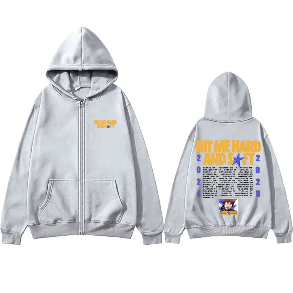 Фото Hit Me Hard and Soft Tour 2024 2025 Zipper Hoodie Men Women Hip Hop Oversized Zipper Sweatshirt Fashion Zip Up Jacket Fans Gift №5