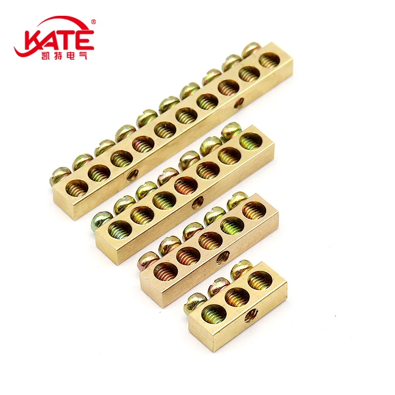

10Pcs 3/5/7/10 hole 6*8MM Zero Position Ground Copper Rod Ground Terminal Power Distribution Cabinet Copper Rod With Hole