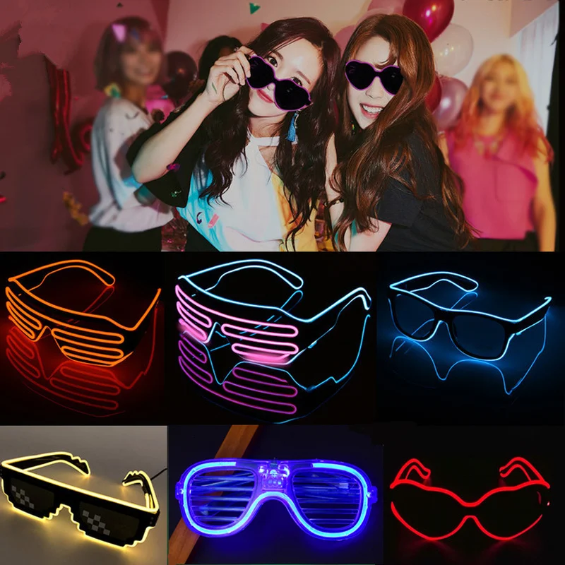 LED Luminous Glasses Halloween Glowing Neon Christmas Party Bril Flashing Light Glow Sunglasses Glass Festival Accessories Rave