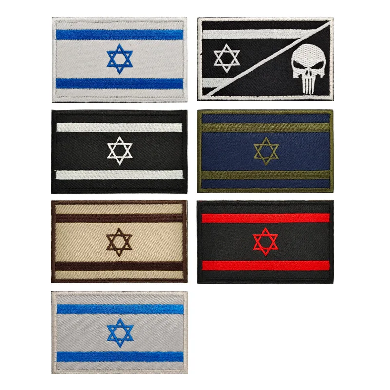 

National Israel Flag Patches Embroidery Tactical Cloth Stickers Armband Military Hook and Loop Sewing Emblem Morale Combat Badge