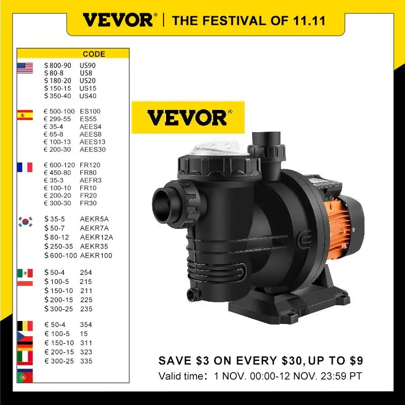 

VEVOR Solar Pool Pump 72V DC 900W Swimming Pool Pump 62'/92GPM W/MPPT Controller Well Pool Pump fo Farm Ranch Sand Filter Pump