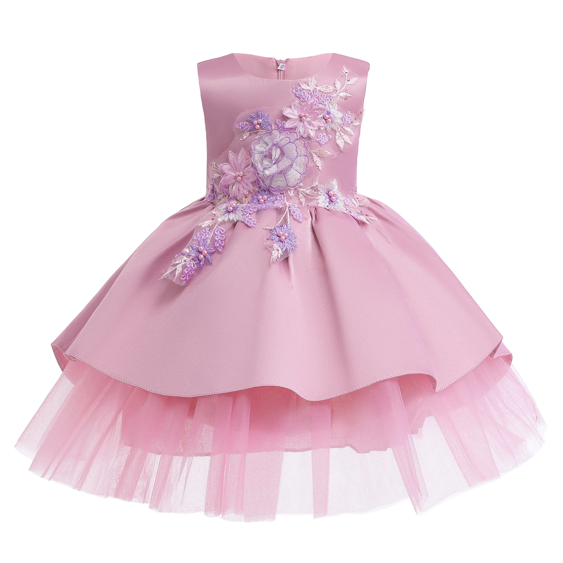 

Dress For Girls Princess Girls Dresses Flower Pink Sleeveless Short Prom Party Wedding Show 2023 Summer New Costume Kids Clothes