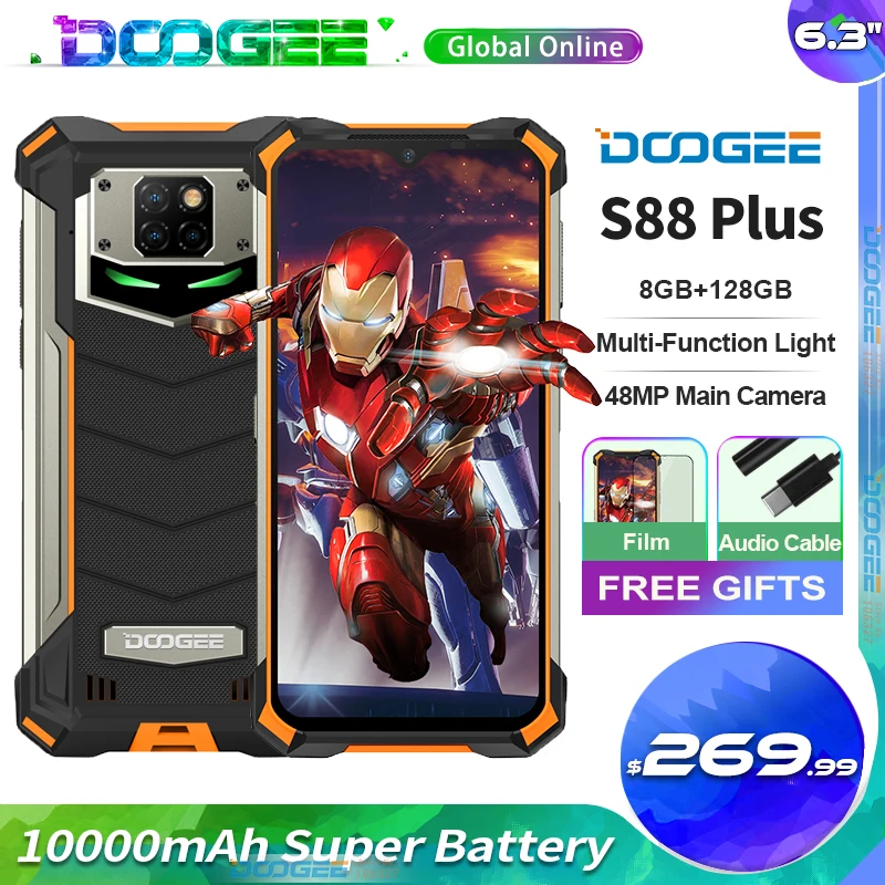 Смартфон Doogee S88 Plus, 10000 мАч, 8 + 128 ГБ, 48 МП