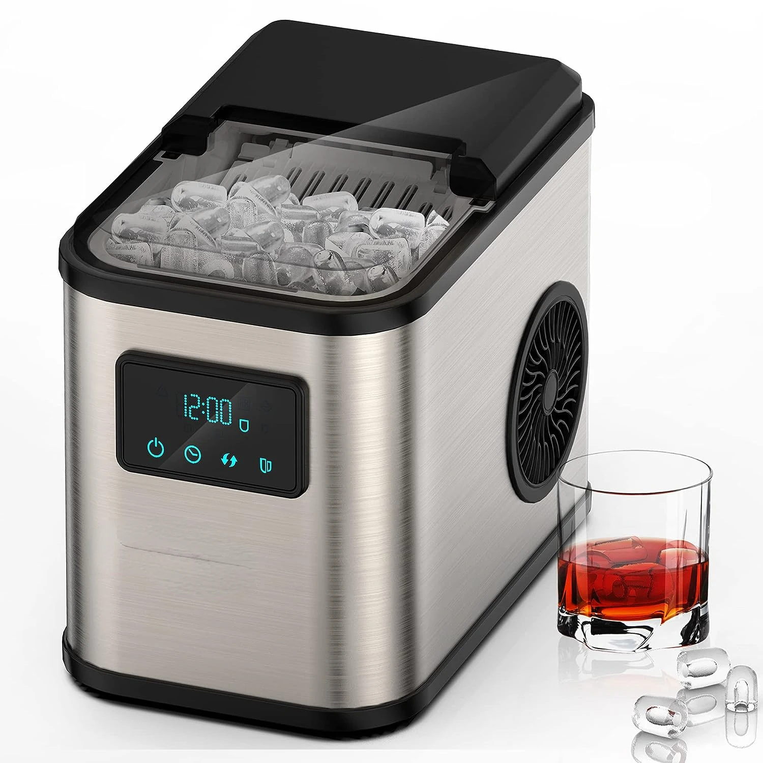 

Maker Countertop, Portable Ice Maker Machine, 28lbs/24Hrs, 6 Mins/9 Pcs Ice, Mini Ice Maker with Self Cleaning, Time Reservatio