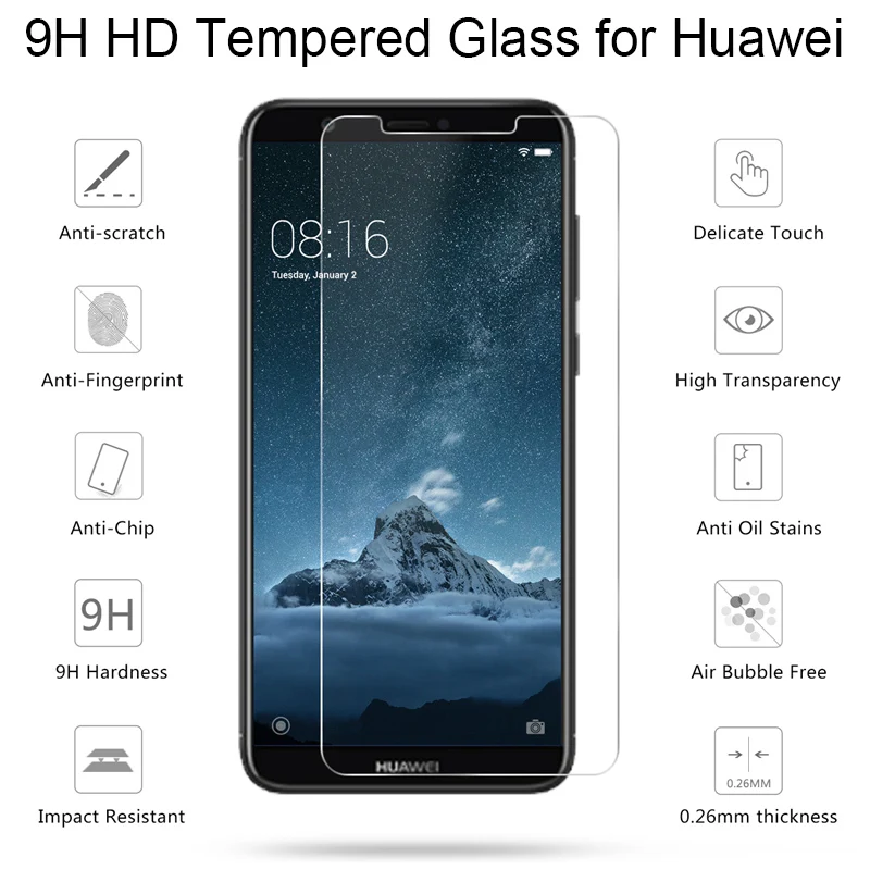 2pcs 9h hard protective filmtoughed tempered glass for huawei mate 20 lite 10 pro 9 8 7 clear screen protector for huawei mate s free global shipping