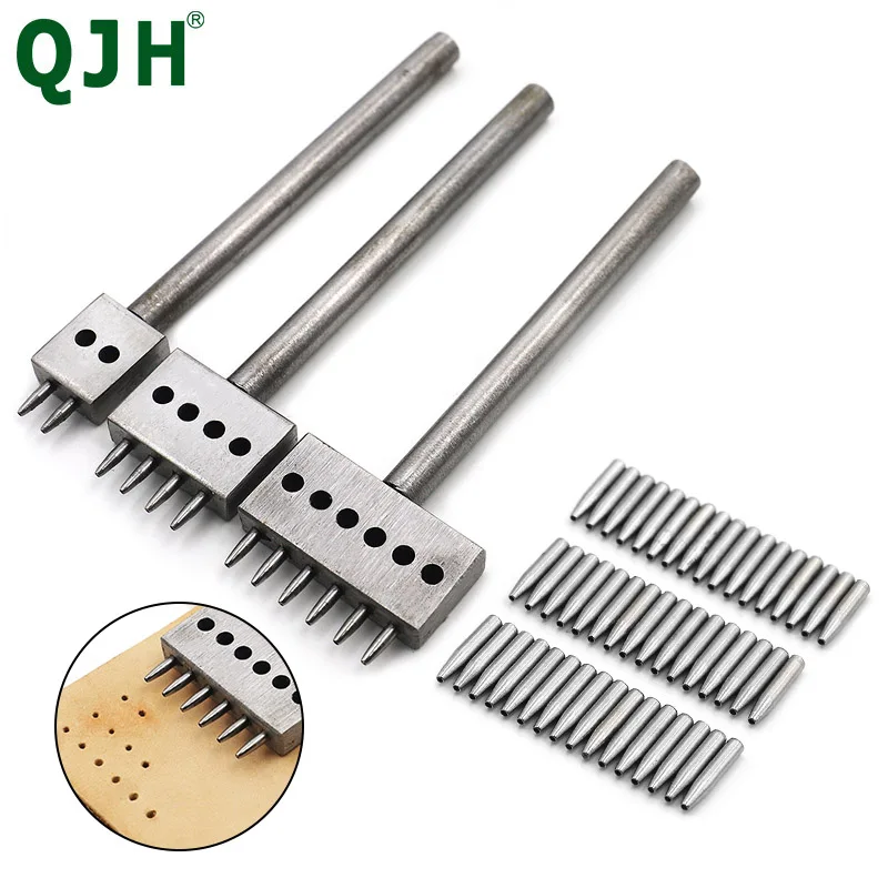 4/5/6/8mm Spacing Leather Hole Punches Hole Punching Nail DIY Hand Perforated Round Stitching Cut Leather Punch Tools Hole Set