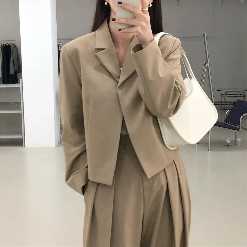 

Женские Брючные костюмы-шаровары, комплект из 2 предметов, короткий Блейзер и брюки, элегантный офисный женский костюм, Y505, лето 2022