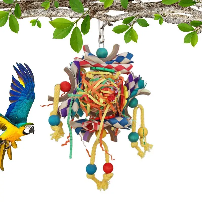 

Paper Toys For Birds Colorful Shredded Paper Bird Chew Toy Cage Rope Perch For Small Birds Parakeets Home Hanging Decoration