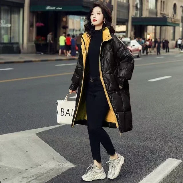 Long Women's Parkas Ladies Coat Fashion Women 2023 Loose Vintage Thick Winter Outwear Warm Cotton Padded Femme Stand Collar S68