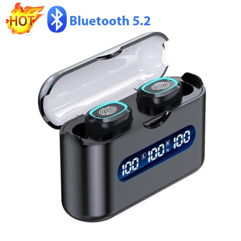 

TWS Bluetooth 5.2 Headphone Wireless Earphone Stereo Touch Control Earbuds Sport Headset With Microphone LED Charging Box