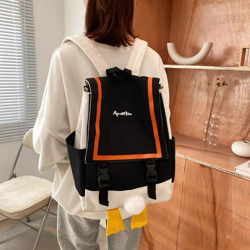 

Qyahlybz canvas backpack female cute middle school school bags female high school backpack campus travel bags