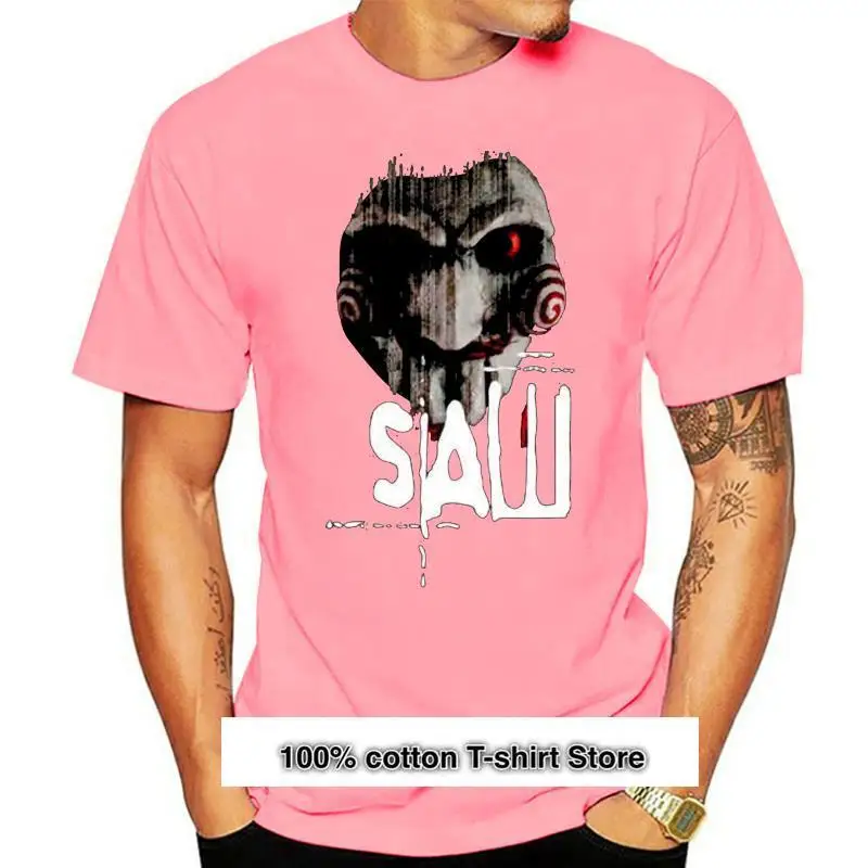 

Camiseta básica de manga corta para hombre, camisa de cuello redondo Regular con diseño de sierra, rompecabezas de Horror