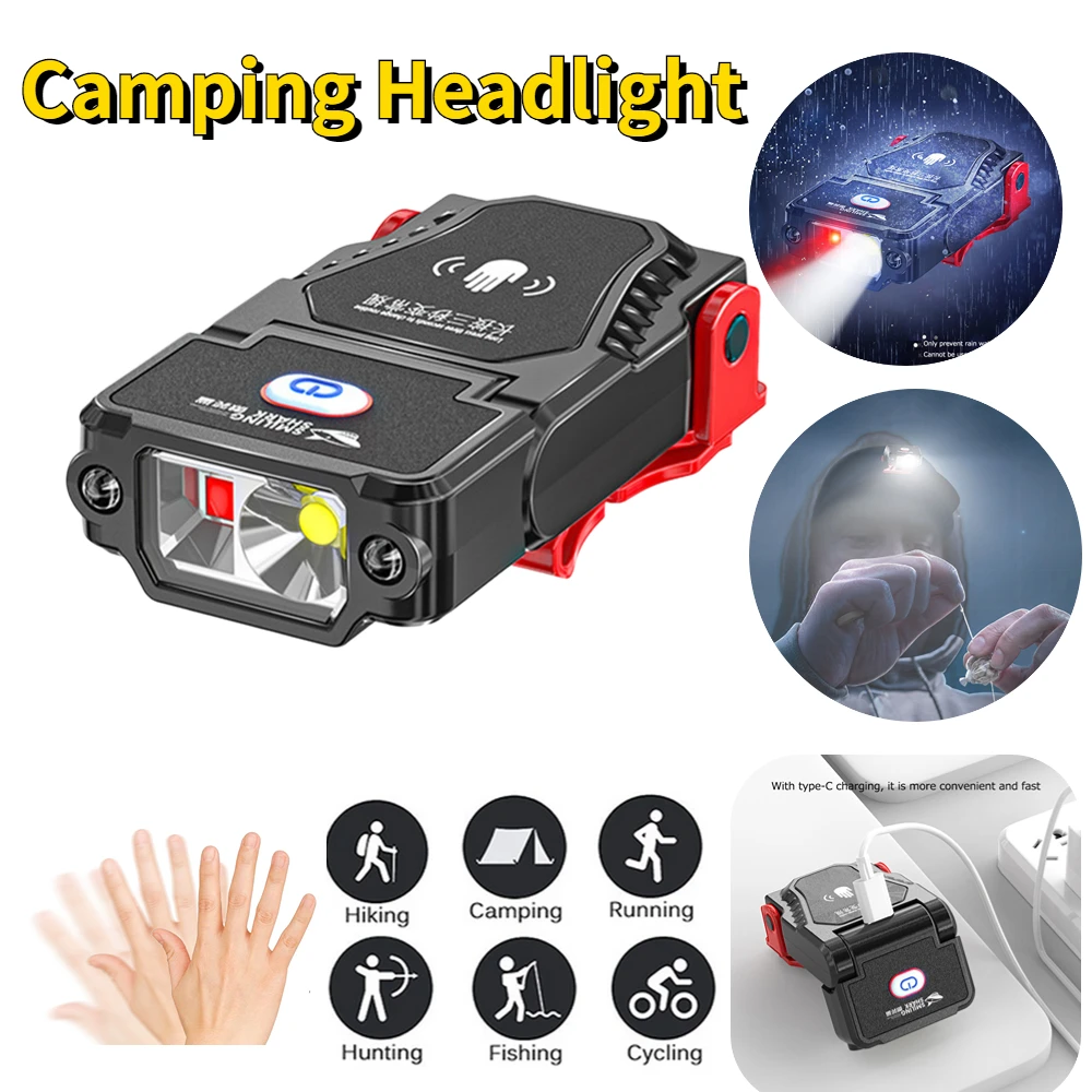 

Фонарь налобный светодиодный с датчиком, зарядкой от USB