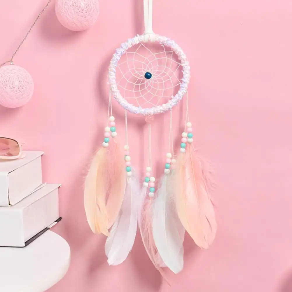 

5pcs Handmade Romantic Dream Catcher Feathers Beads Light Dream Catcher Home Decoration Hanging Ornament Dreamcatchers