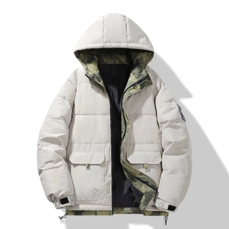 Мужская Толстая теплая куртка с капюшоном новая трендовая осенне-зимняя