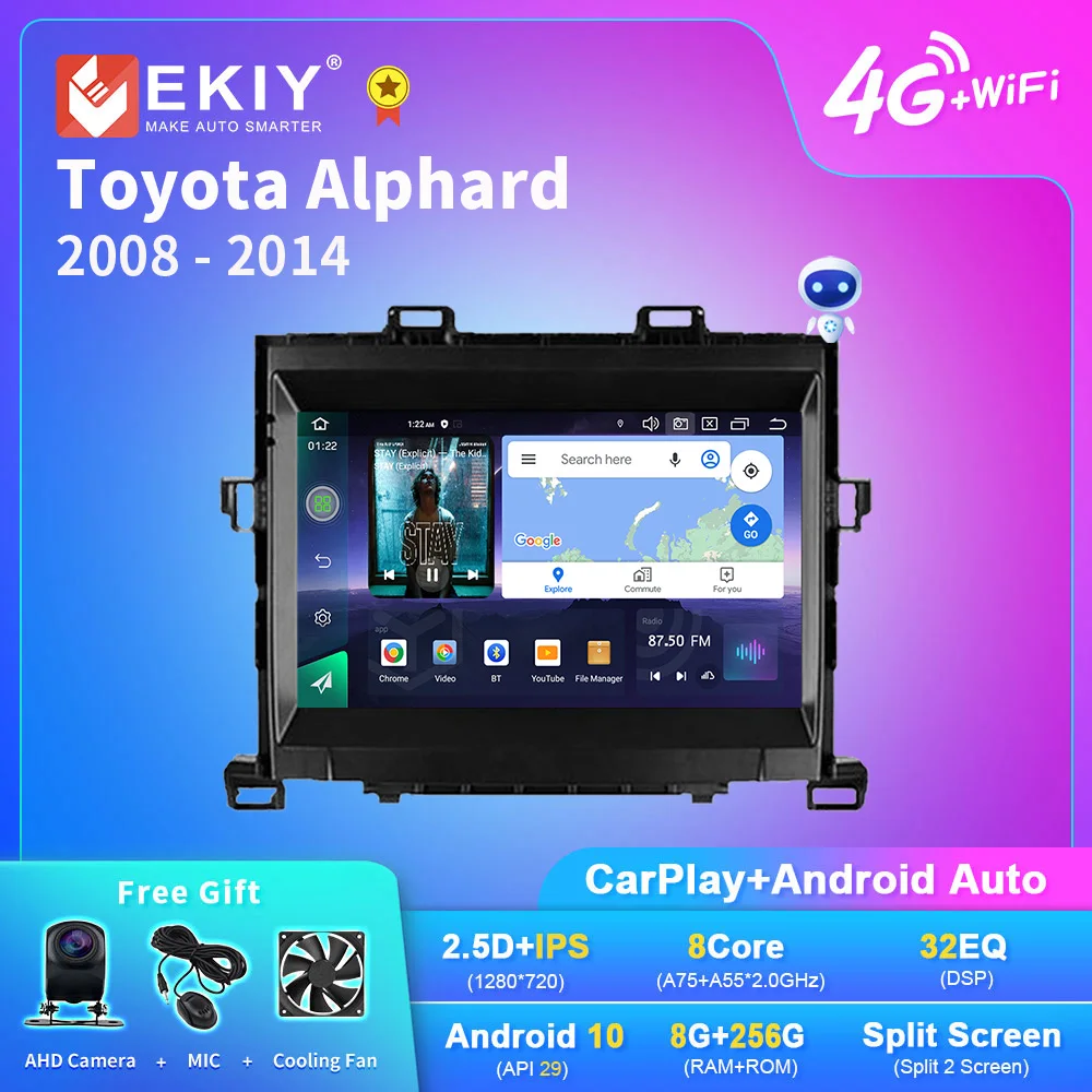 

Автомагнитола EKIY Q7 на Android для Toyota Alphard H20 2008-2014 с голосовым ИИ мультимедийным видеоплеером автонавигацией GPS 2din DVD