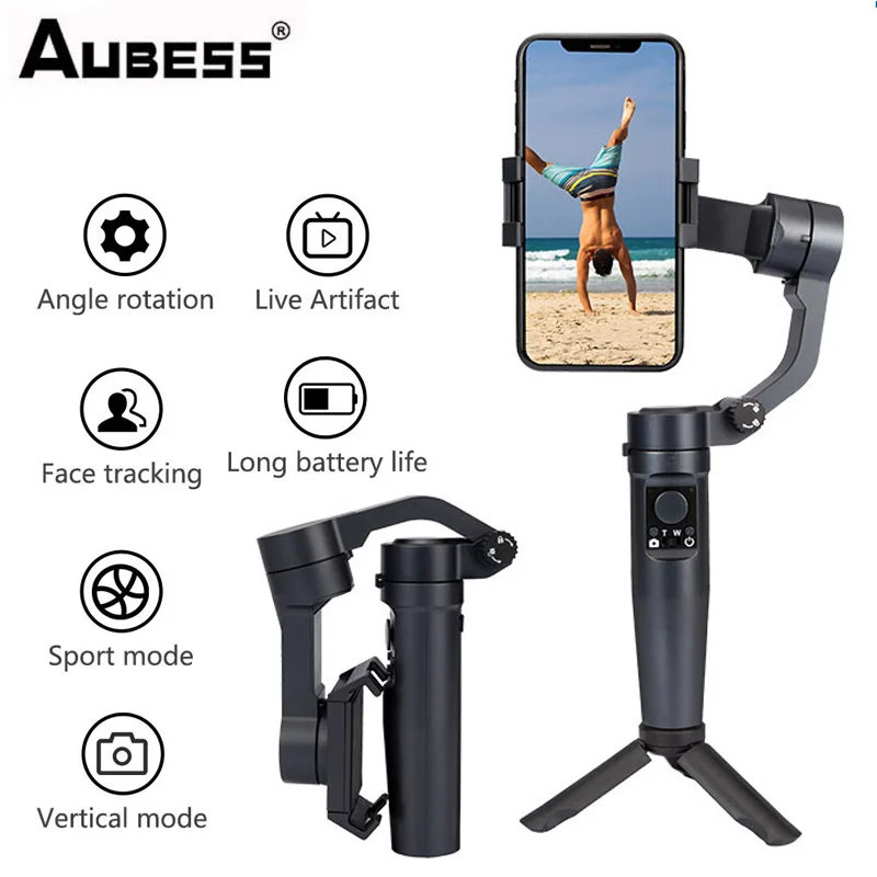 

Ручной карданный стабилизатор Aubess с Bluetooth-совместимым стандартом для смартфона экшн-камеры видеозаписи Vlog Live